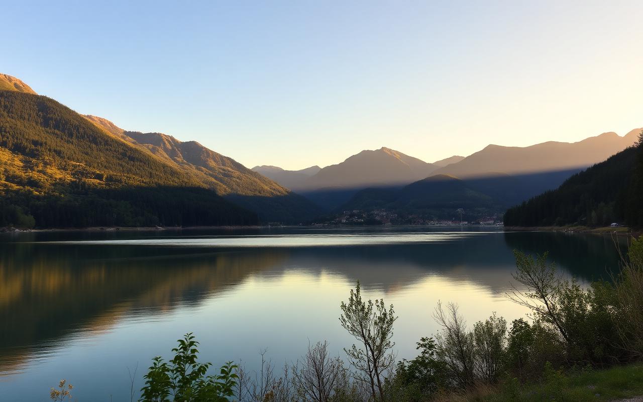 Lac de Samognat-Matafelon au lever du soleil